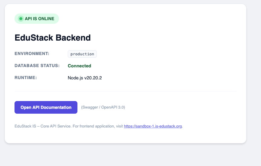Backend status page