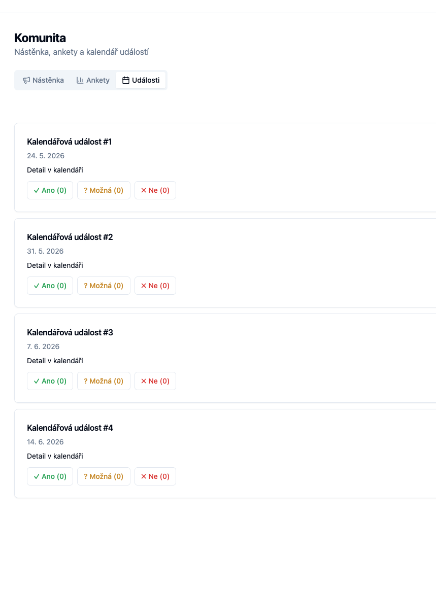 Events calendar — no RSVPs