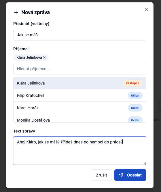 New message — recipient picker
