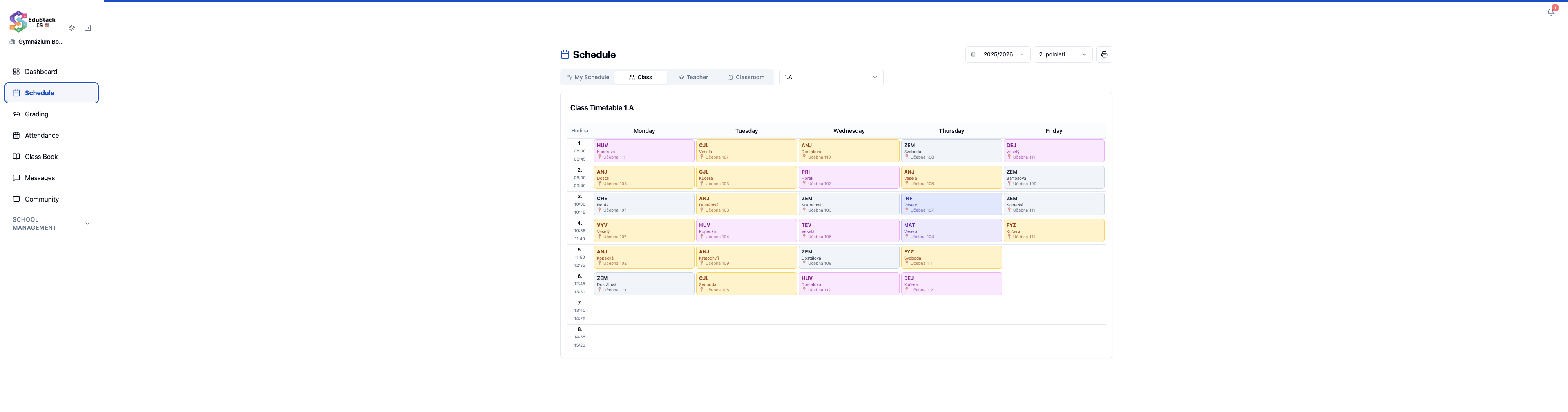 My Schedule (default tab)
