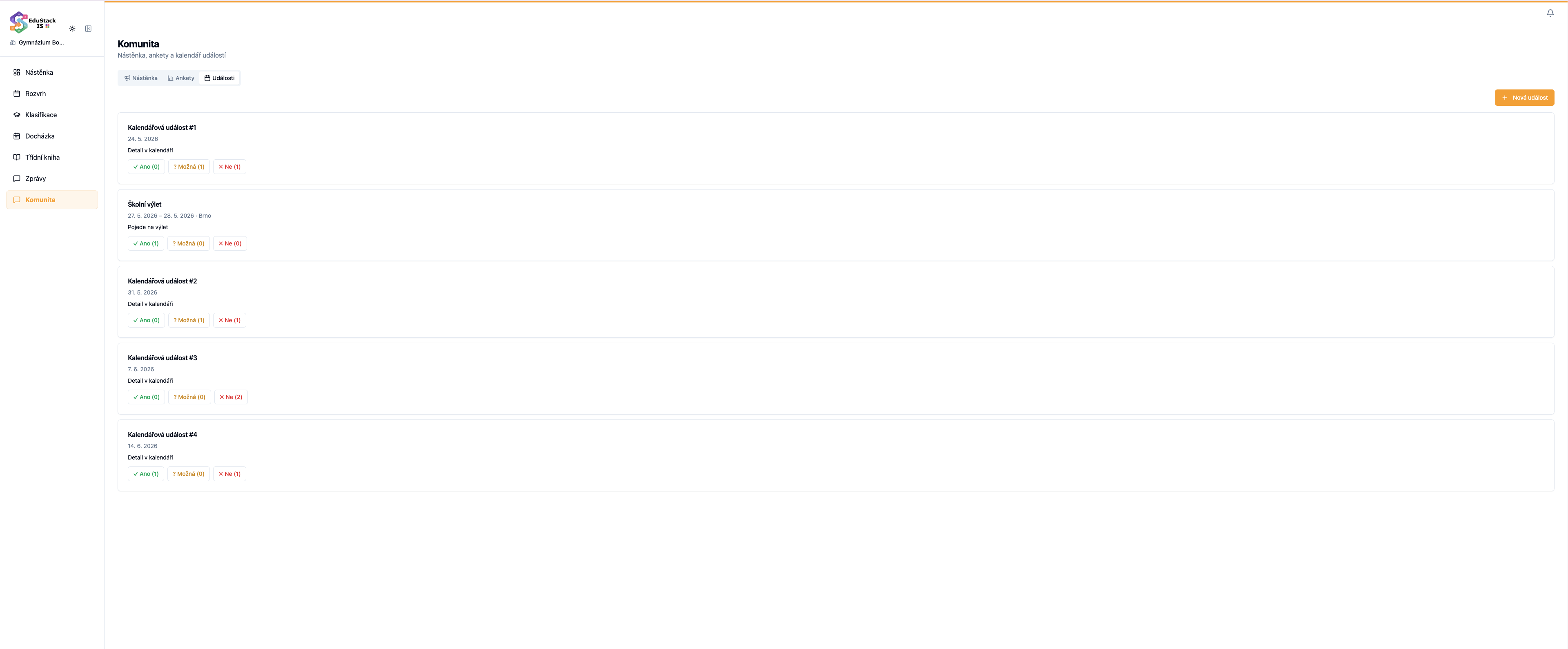 Events — invitations with the option to RSVP