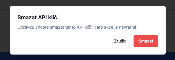 Delete API key confirmation