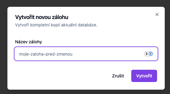 Create a manual backup