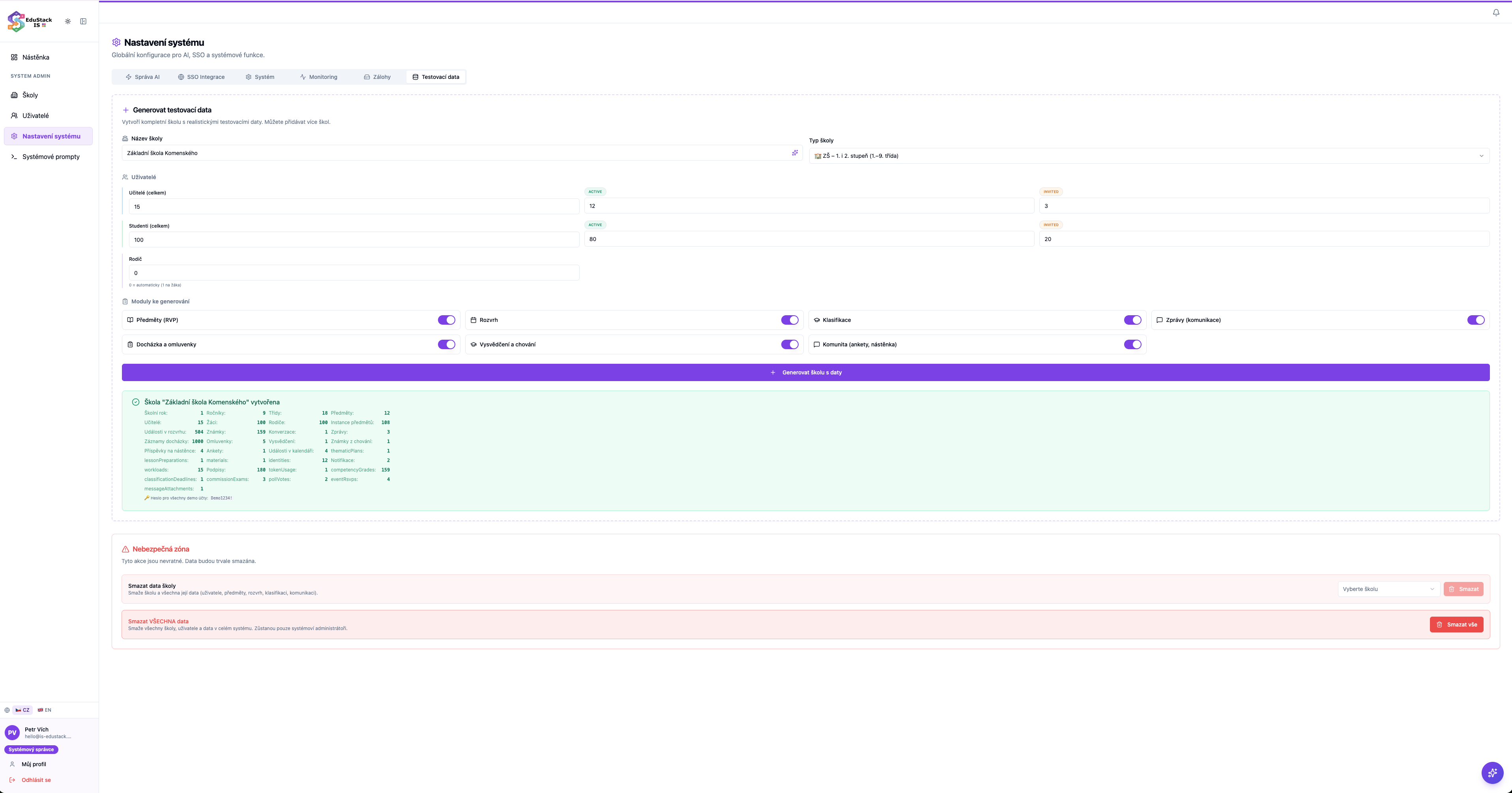 Generated school summary